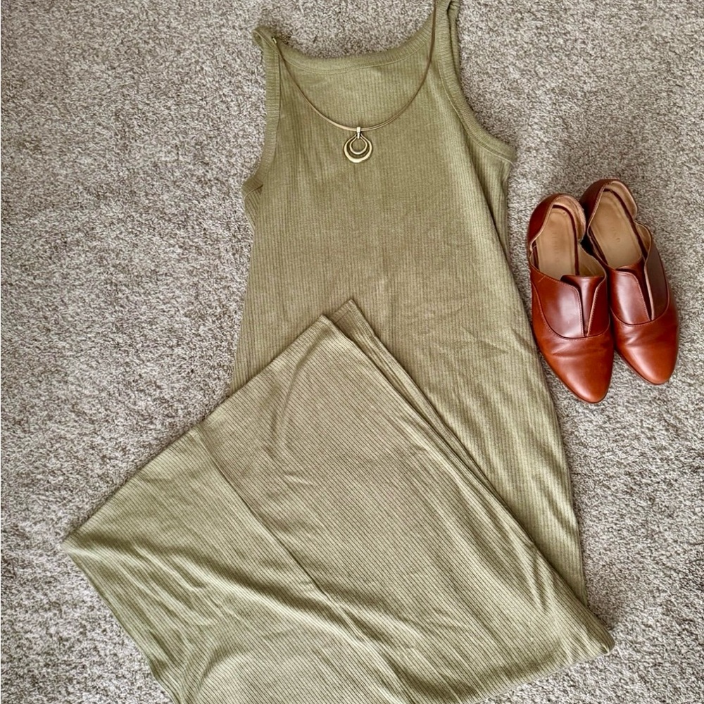 A New Day Sage Green Ribbed Dress